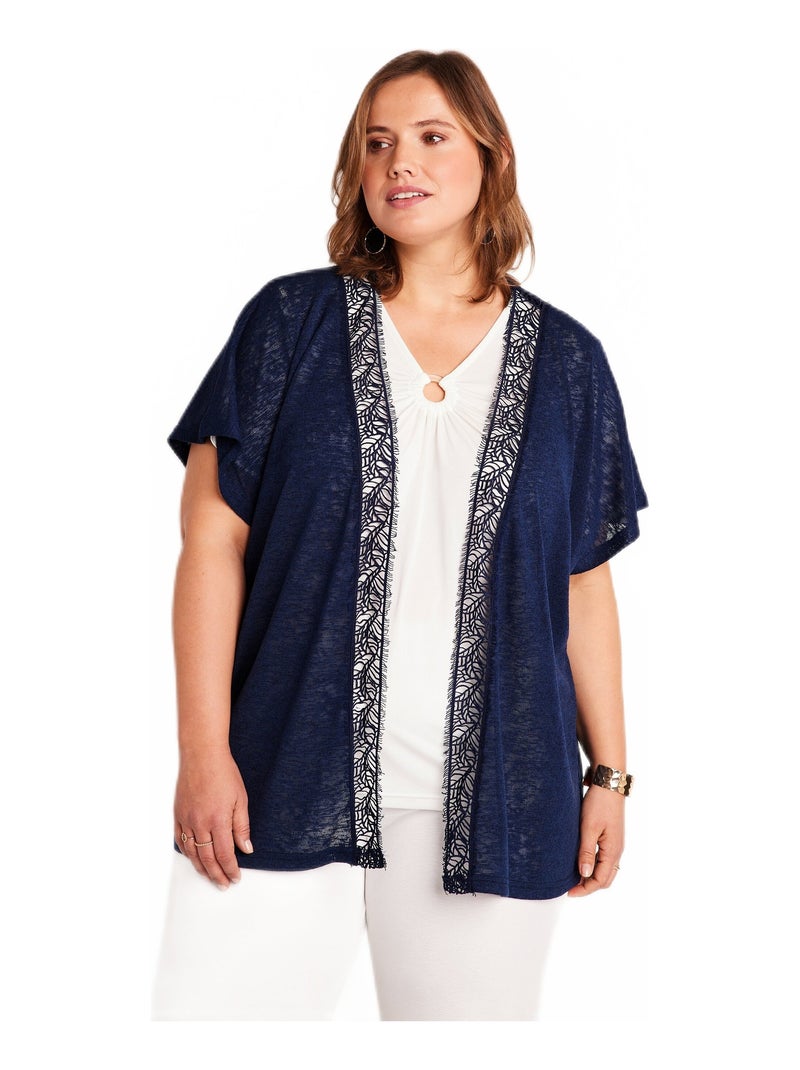 Gilet long manches courtes uni Bleu - Kiabi