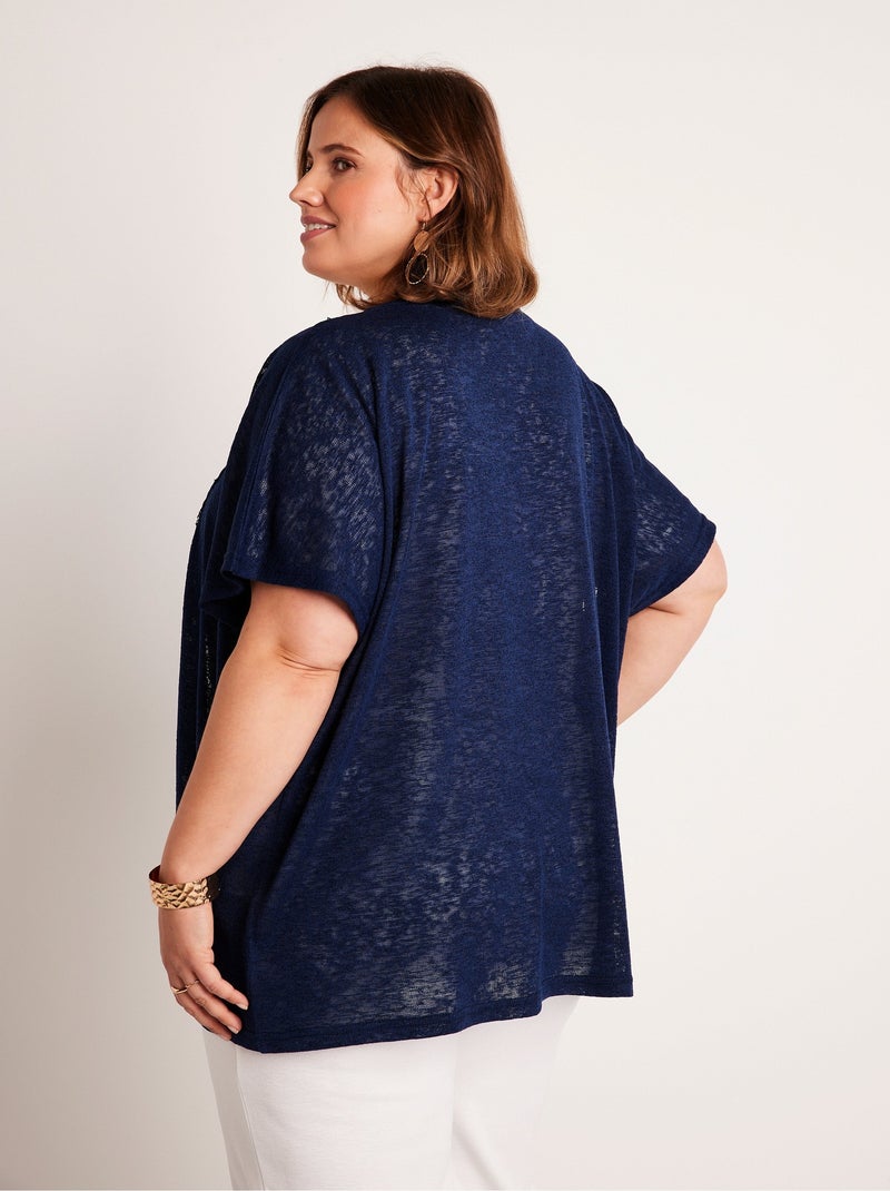 Gilet long manches courtes uni Bleu - Kiabi