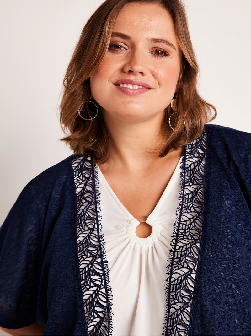 Gilet long manches courtes uni Bleu - Kiabi