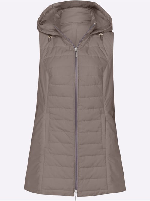 Gilet long matelassé à capuche et poches raglan - taille standard - moda vilona - Kiabi