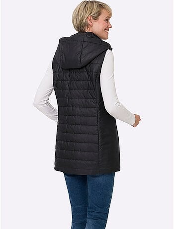 Gilet long matelassé avec capuche et poches raglan - taille standard - moda vilona