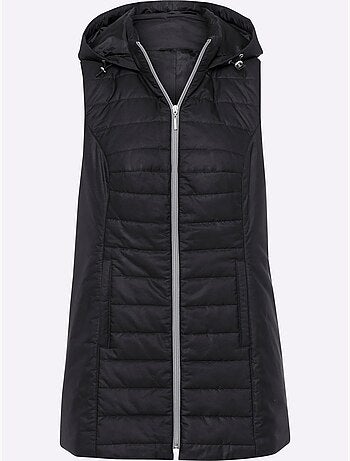 Gilet long matelassé avec capuche et poches raglan - taille standard - moda vilona
