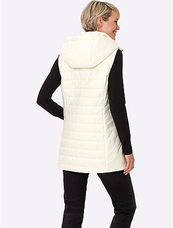 Gilet long matelassé avec capuche et poches raglan - taille standard - moda vilona