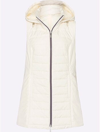 Gilet long matelassé avec capuche et poches raglan - taille standard - moda vilona