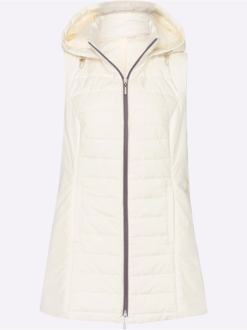 Gilet long matelassé avec capuche et poches raglan - taille standard - moda vilona - Kiabi