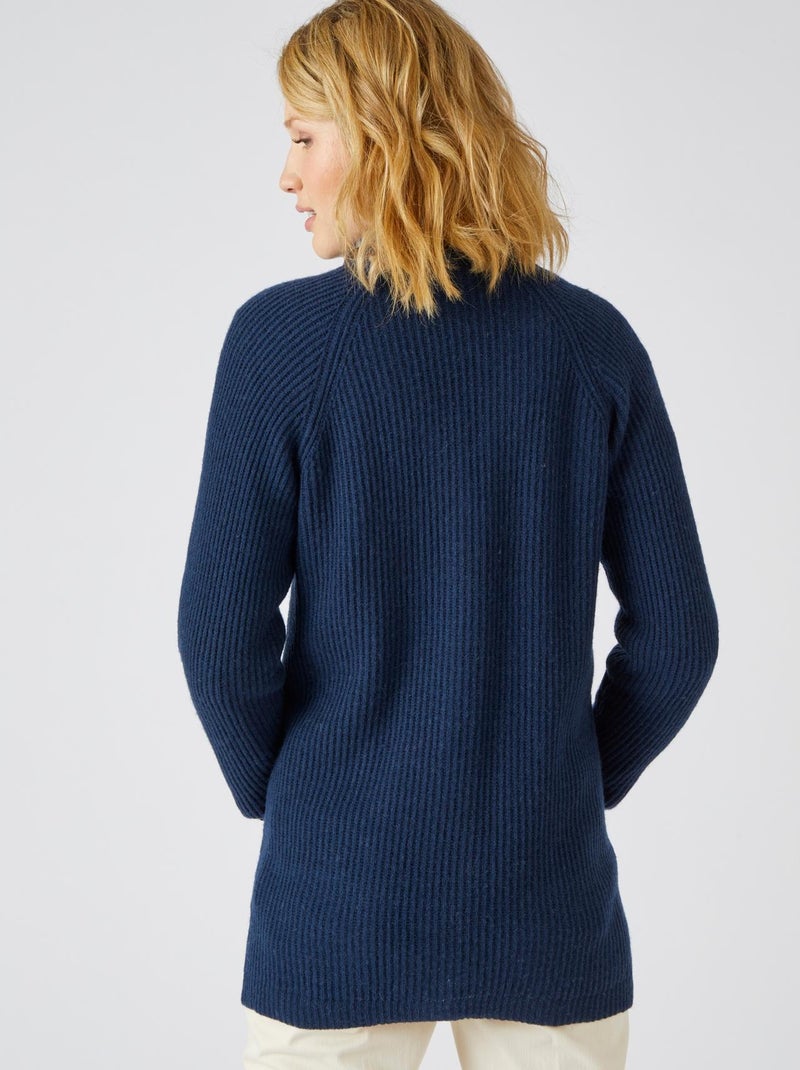 Gilet long mélange laine - Damart Bleu marine - Kiabi