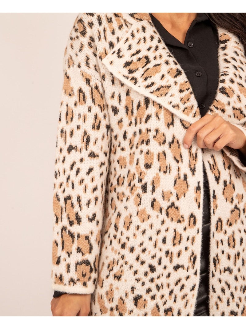 Gilet long motifs KITAY Beige - Kiabi