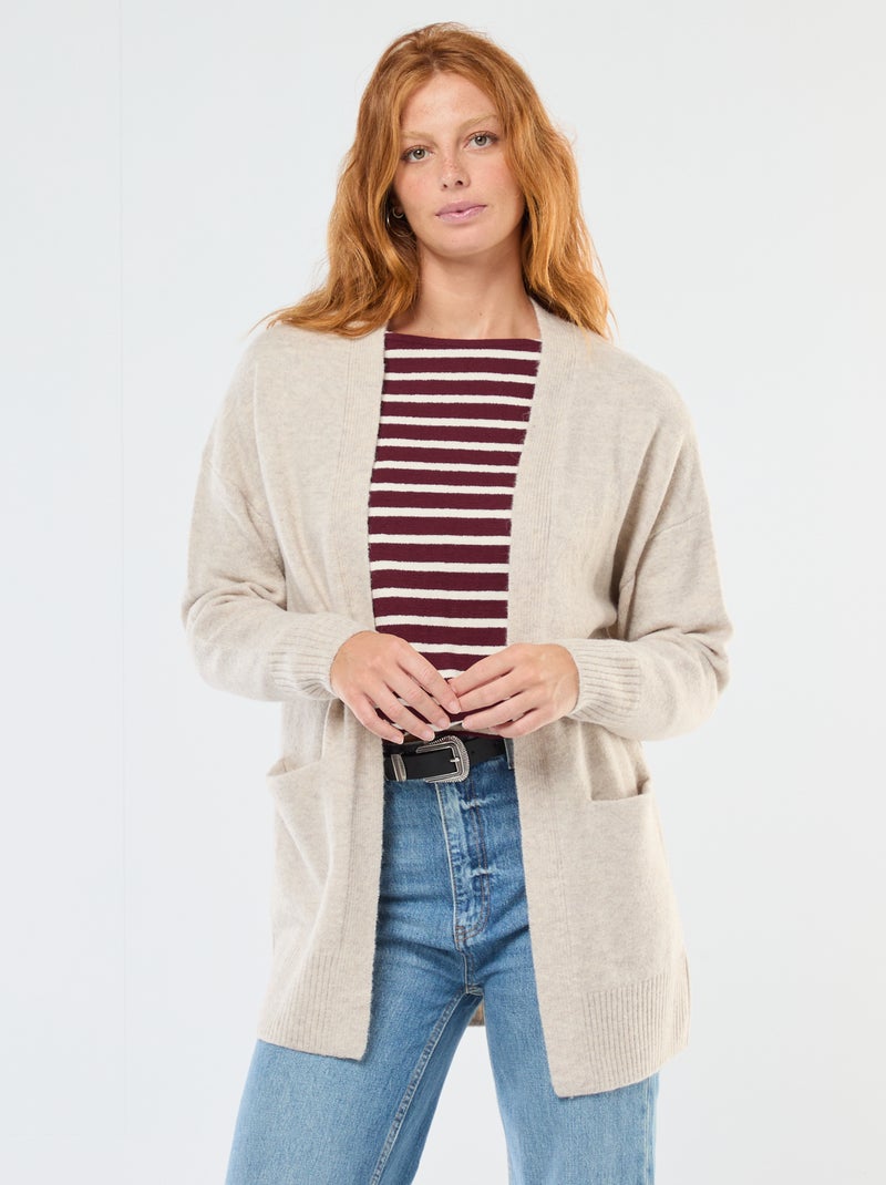 Gilet long ouvert Beige - Kiabi