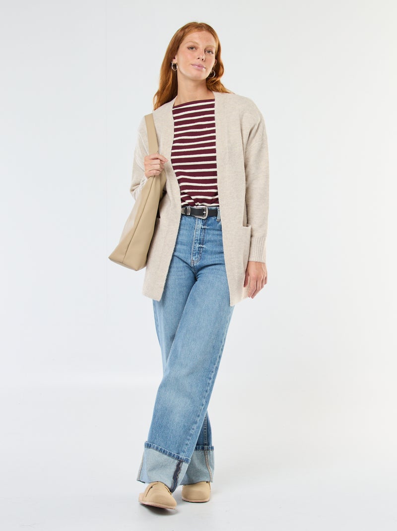 Gilet long ouvert Beige - Kiabi