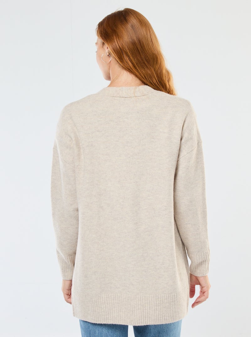 Gilet long ouvert Beige - Kiabi
