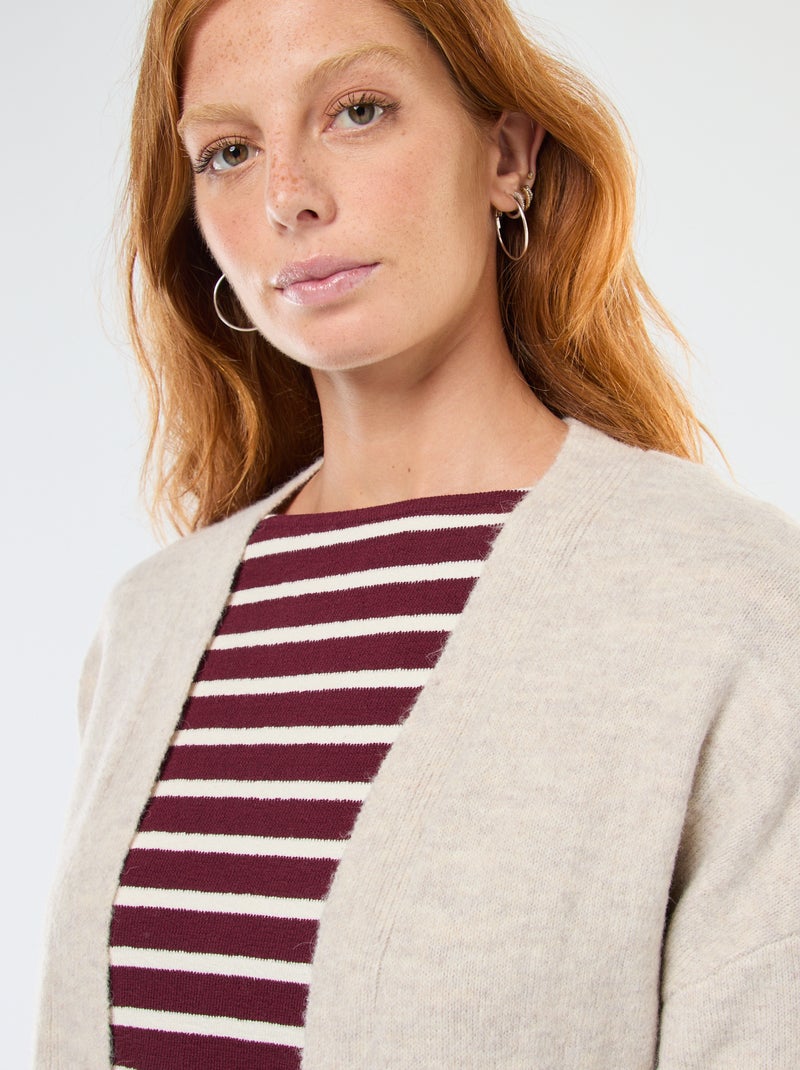 Gilet long ouvert Beige - Kiabi
