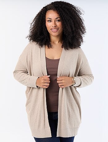 Gilet long ouvert en maille fine jauge