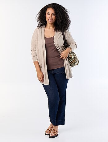 Gilet long ouvert en maille fine jauge