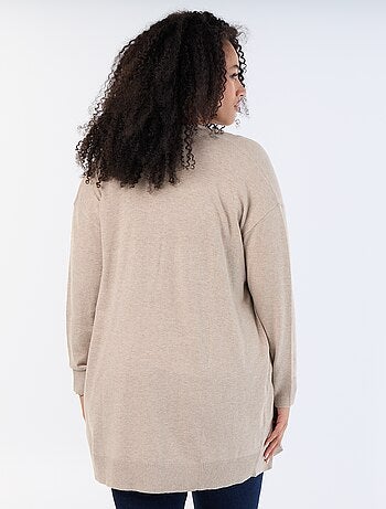 Gilet long ouvert en maille fine jauge