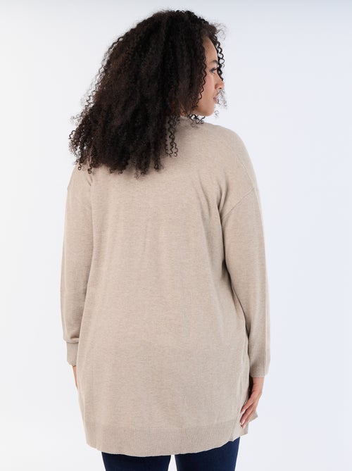 Gilet long ouvert en maille fine jauge - Kiabi