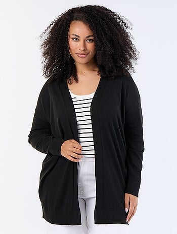 Gilet long ouvert en maille fine jauge