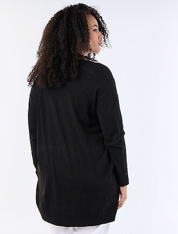 Gilet long ouvert en maille fine jauge
