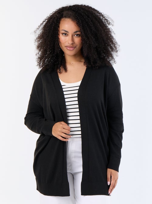 Gilet long ouvert en maille fine jauge - Kiabi