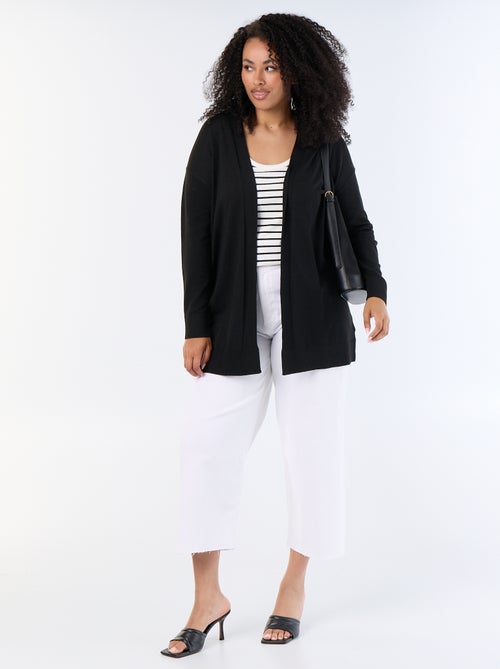 Gilet long ouvert en maille fine jauge - Kiabi