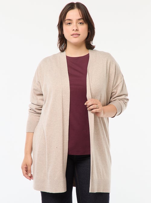 Gilet long ouvert fine jauge - Kiabi