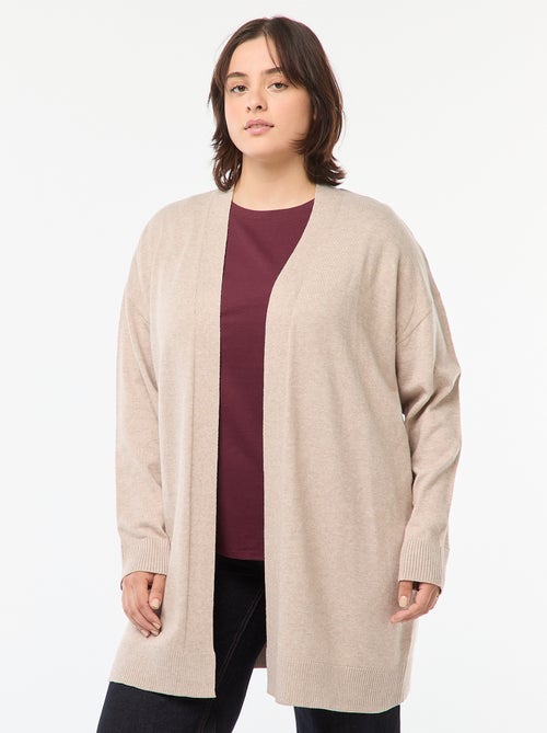 Gilet long ouvert fine jauge - Kiabi