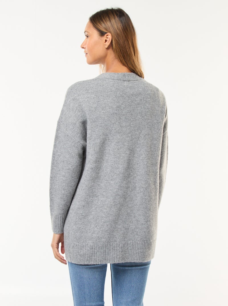 Gilet long ouvert Gris - Kiabi