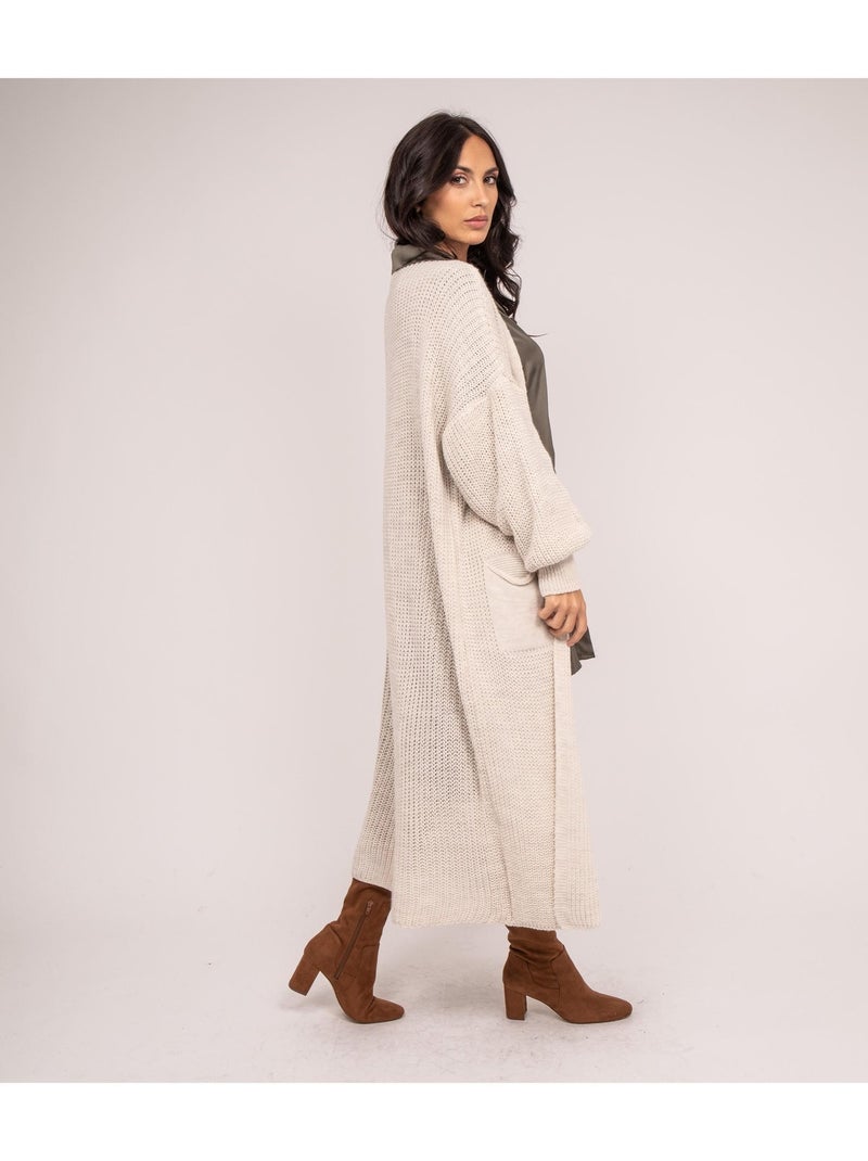 Gilet long ouvert KILIAN Beige - Kiabi