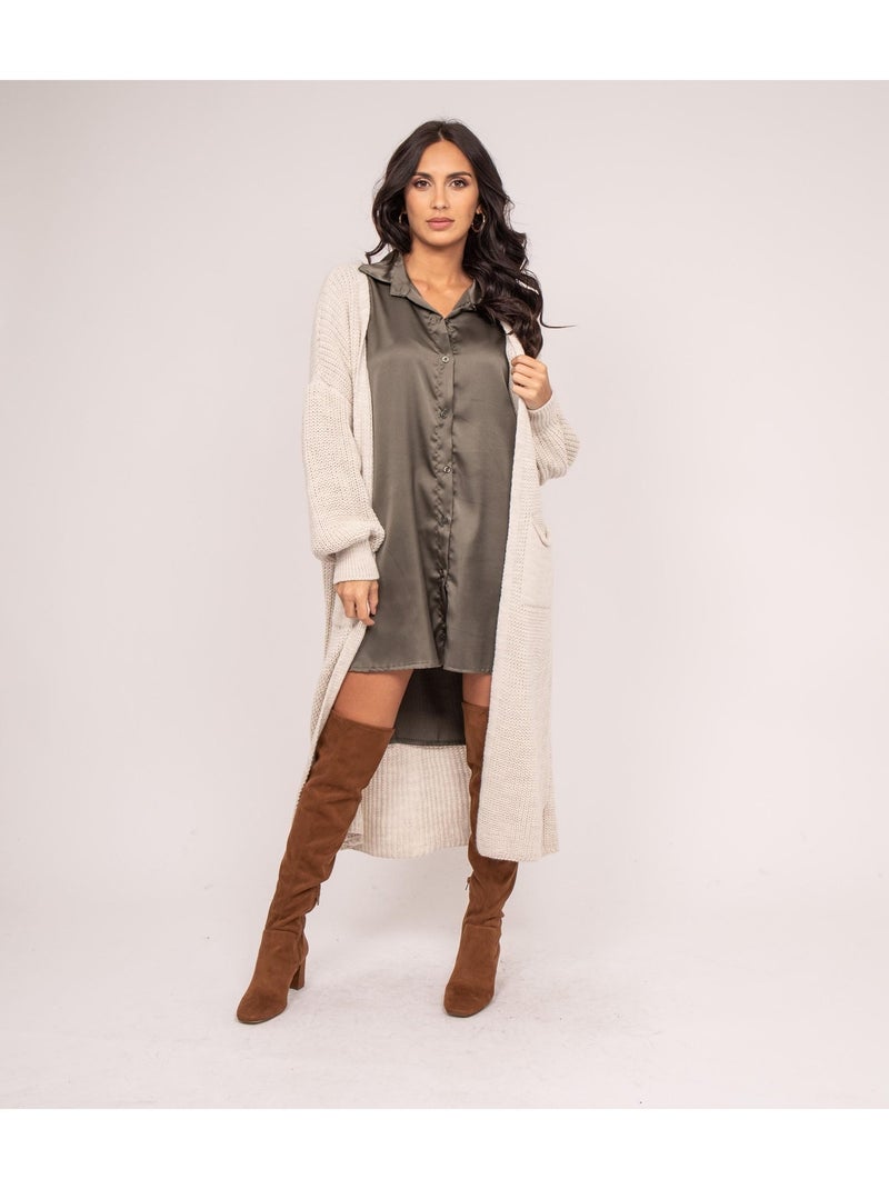 Gilet long ouvert KILIAN Beige - Kiabi