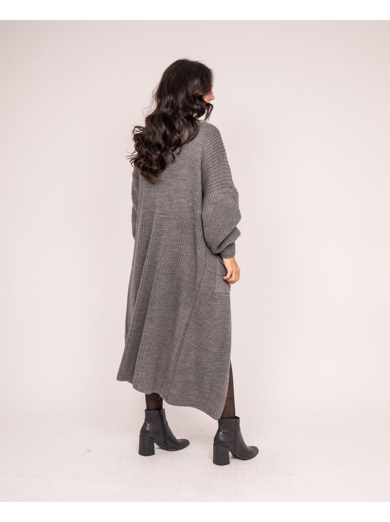 Gilet long ouvert KILIAN Gris - Kiabi