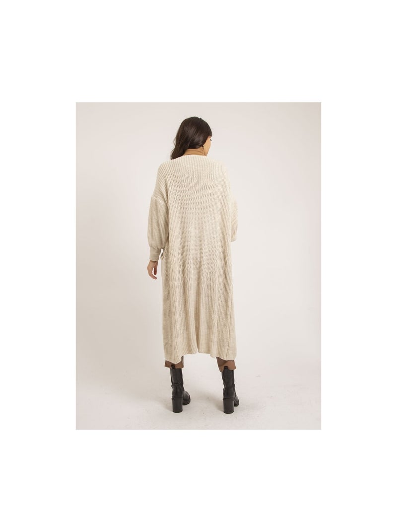 Gilet long ouvert KORFA Ecru - Kiabi
