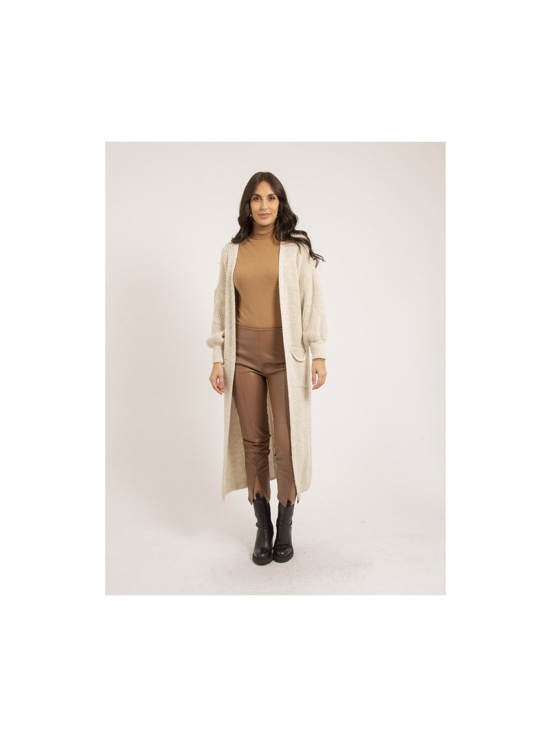 Gilet long ouvert KORFA Ecru - Kiabi