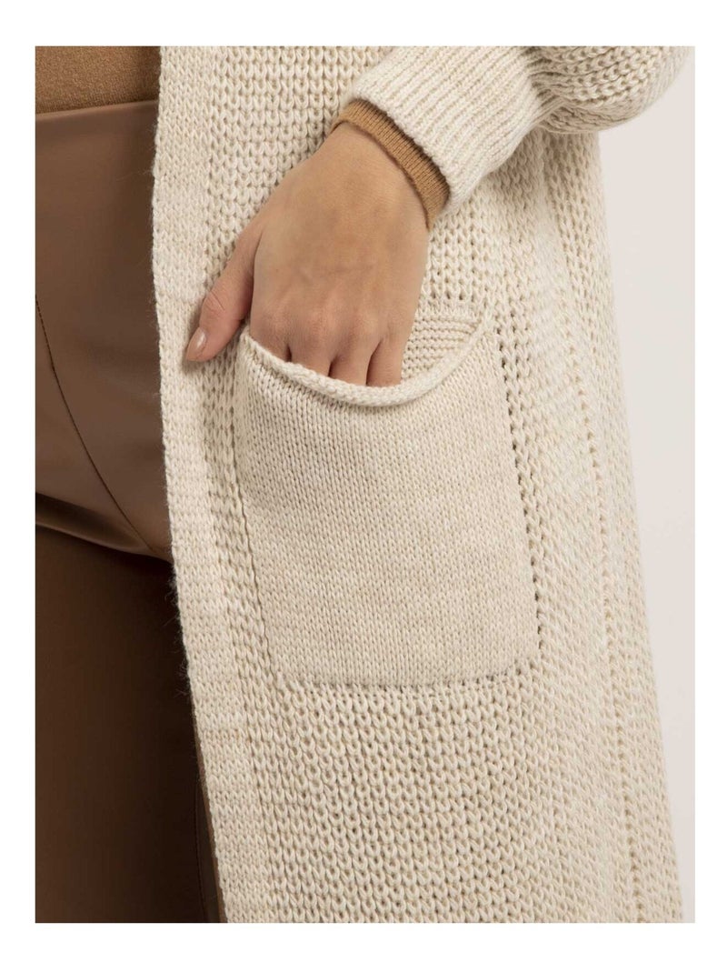 Gilet long ouvert KORFA Ecru - Kiabi