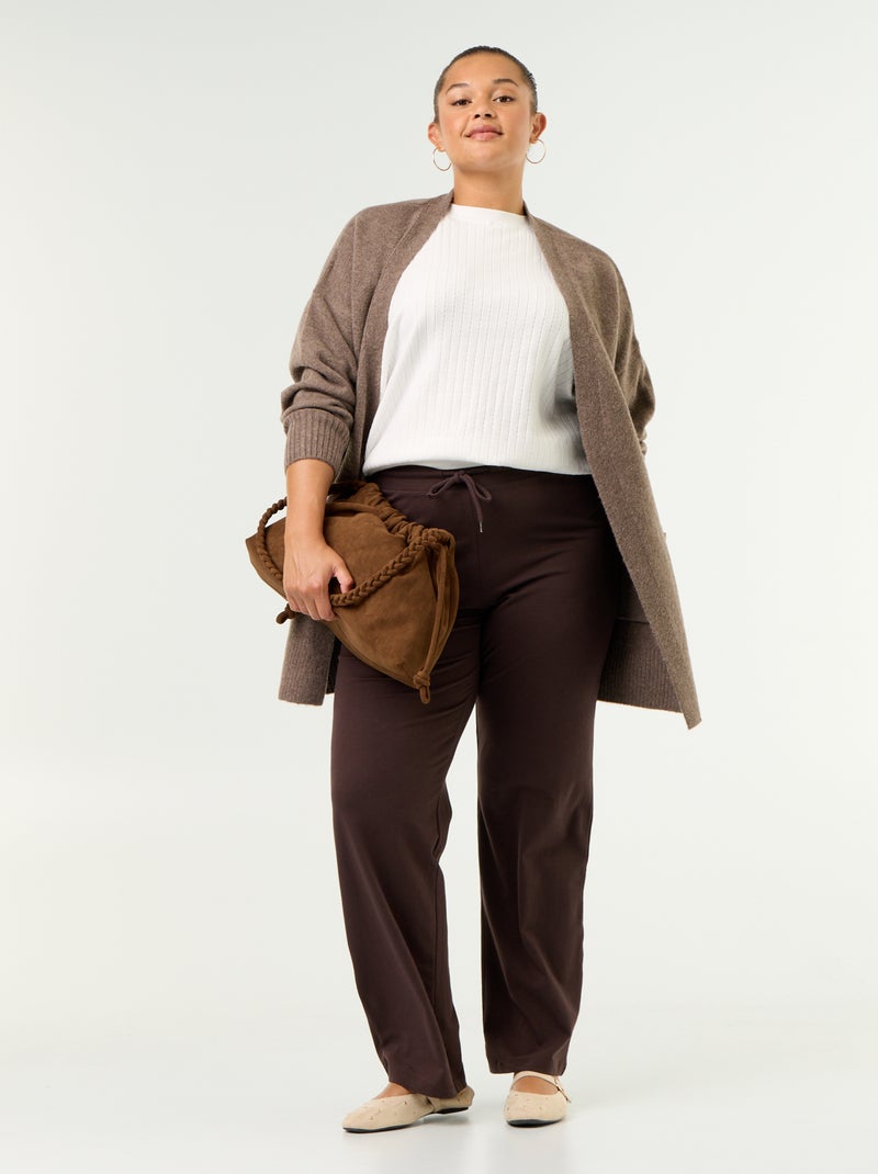 Gilet long ouvert Marron - Kiabi
