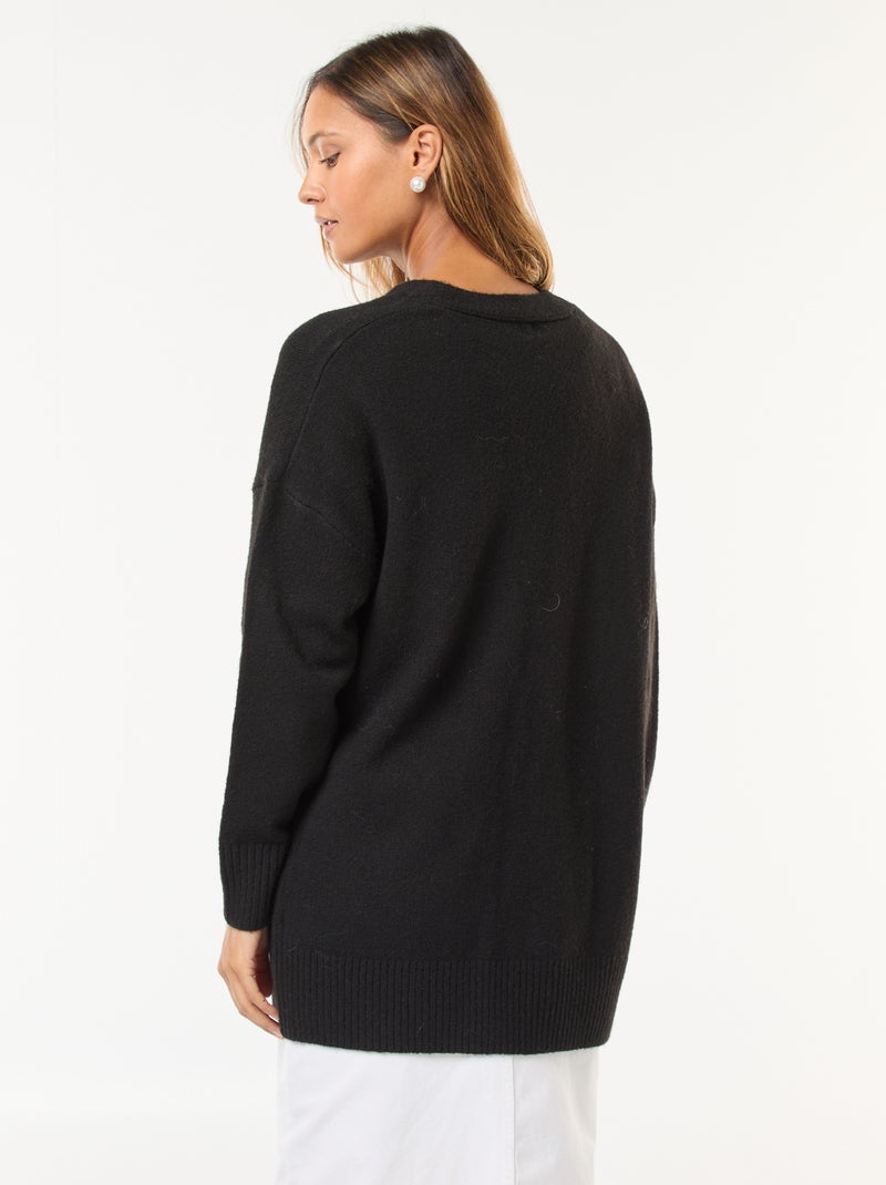 Gilet long ouvert Noir - Kiabi