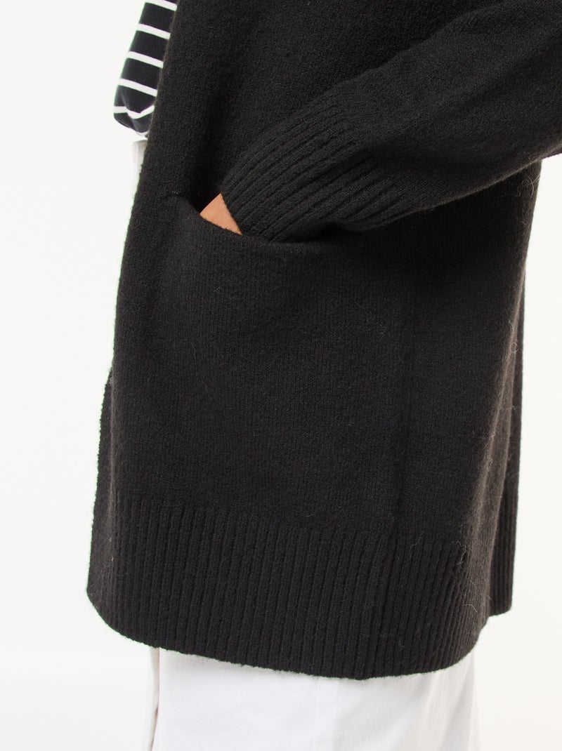 Gilet long ouvert Noir - Kiabi