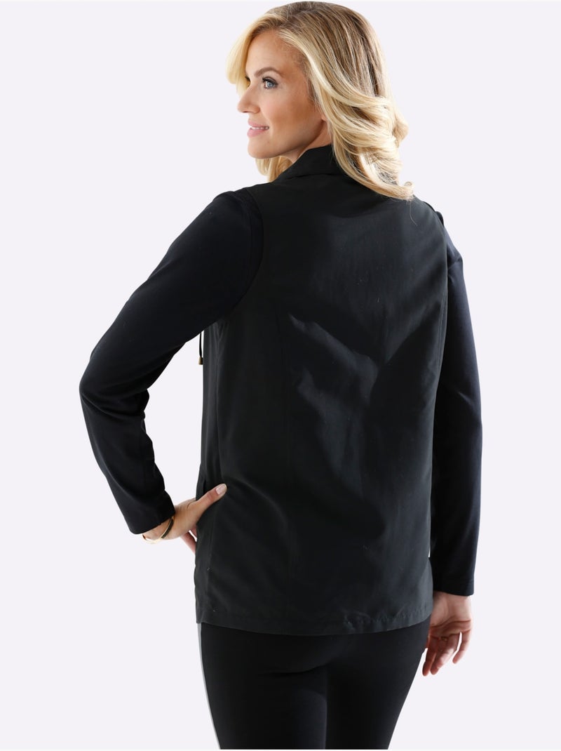 Gilet long sans manches avec col à revers et poches - taille standard - moda vilona Noir - Kiabi