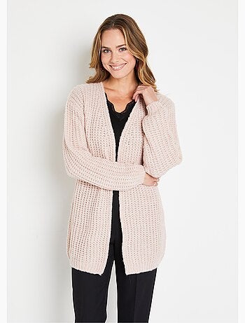 Gilet long uni bord à bord grosse maille