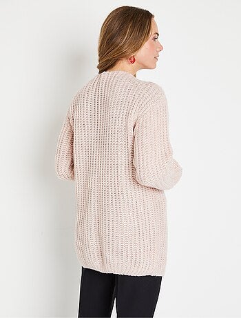 Gilet long uni bord à bord grosse maille
