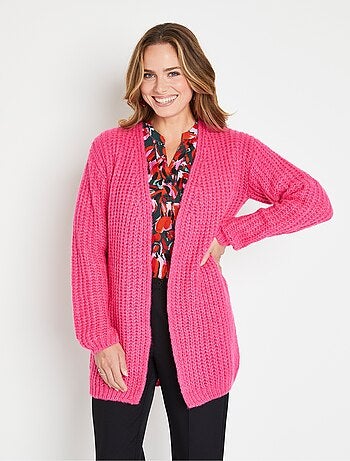 Gilet long uni bord à bord grosse maille