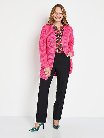 Gilet long uni bord à bord grosse maille