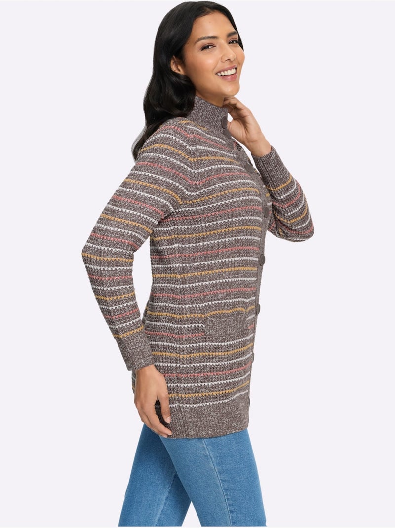 Gilet longueur tendance - taille standard - moda vilona Gris Ecru - Kiabi