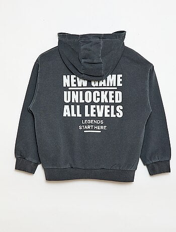 Gilet loose à capuche dos animé en coton