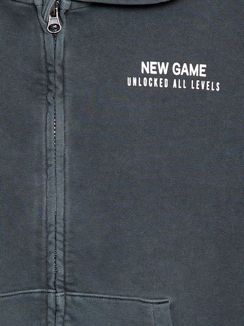 Gilet loose à capuche dos animé en coton - Kiabi