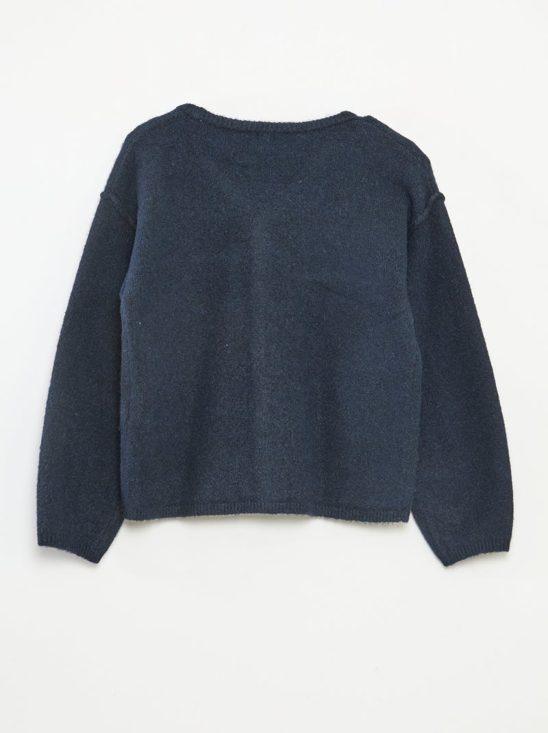 Gilet loose col V uni Bleu - Kiabi