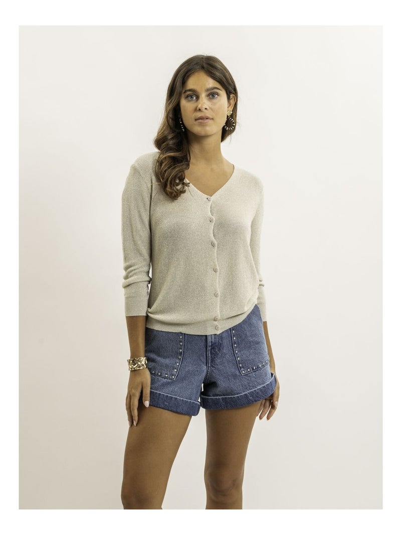 Gilet lurex KEVEL Ecru - Kiabi