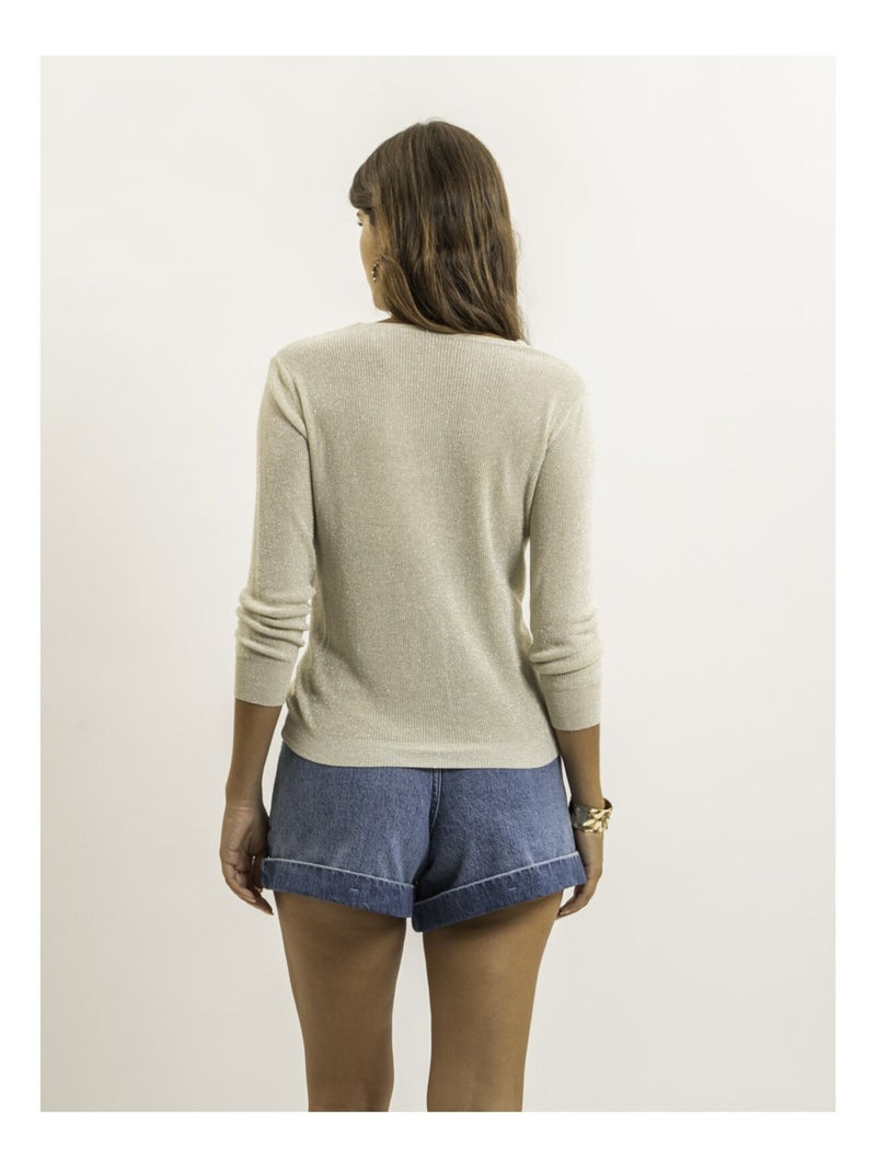 Gilet lurex KEVEL Ecru - Kiabi