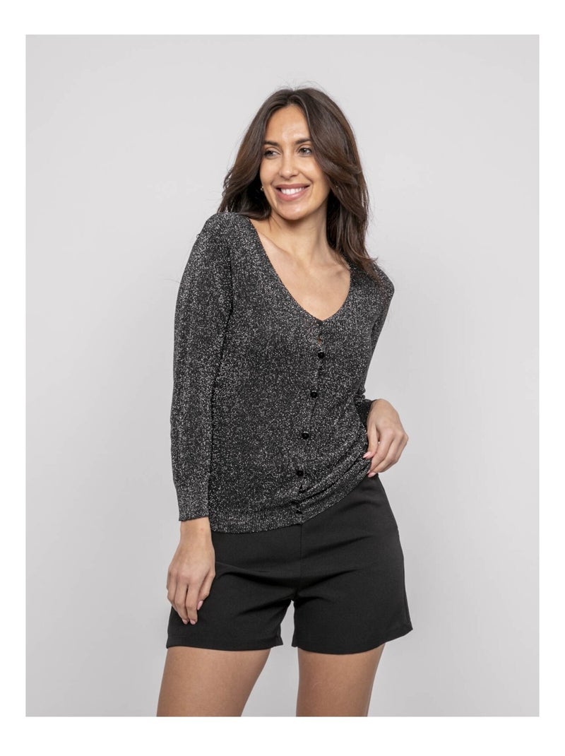 Gilet lurex KEVEL Noir - Kiabi