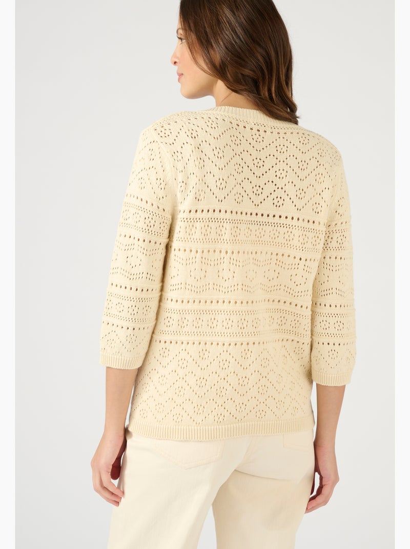 Gilet maille ajourée - Damart Beige clair - Kiabi