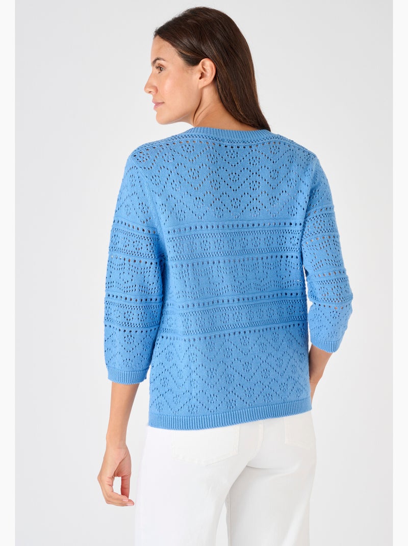 Gilet maille ajourée - Damart Bleu clair - Kiabi