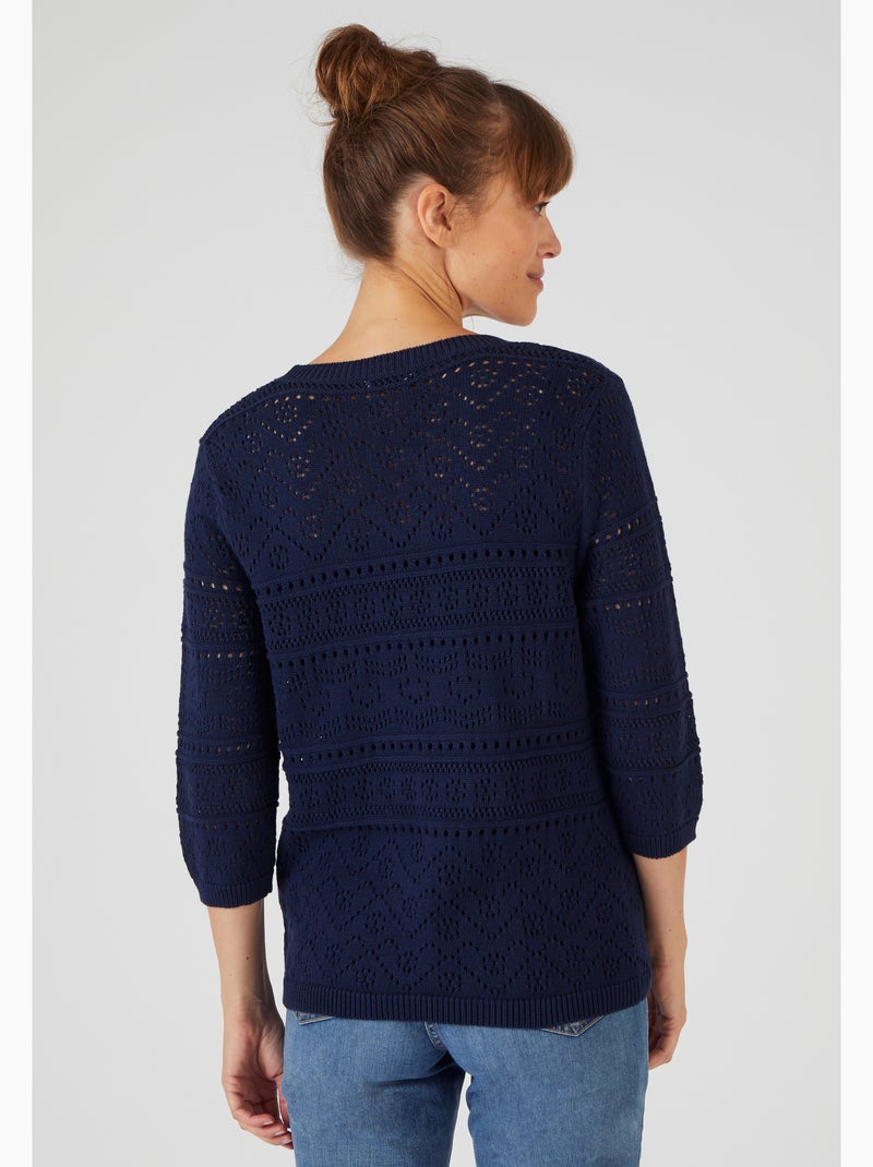 Gilet maille ajourée - Damart Bleu marine - Kiabi